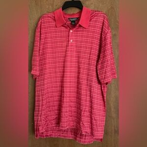 Brooks Brothers Country Club Performance Men's Red Plaid Polo Golf Shirt L
